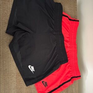 Nike Black and Red Sports Shorts Duo